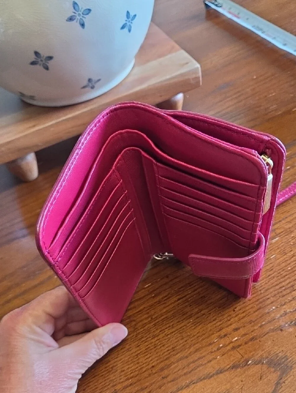 Tory Burch Fuchsia Leather Wristlet Card Holder